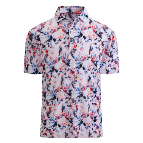 Lesmart Men's Print Moisture Wicking Golf Polo Shirt