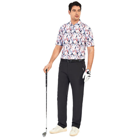 Lesmart Men's Print Moisture Wicking Golf Polo Shirt