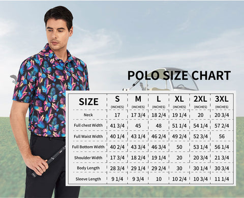 Lesmart Men's Print Moisture Wicking Golf Polo Shirt