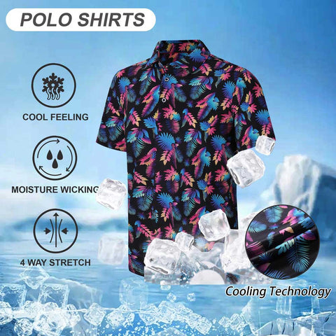 Lesmart Men's Print Performance Moisture Wicking Polo Shirt