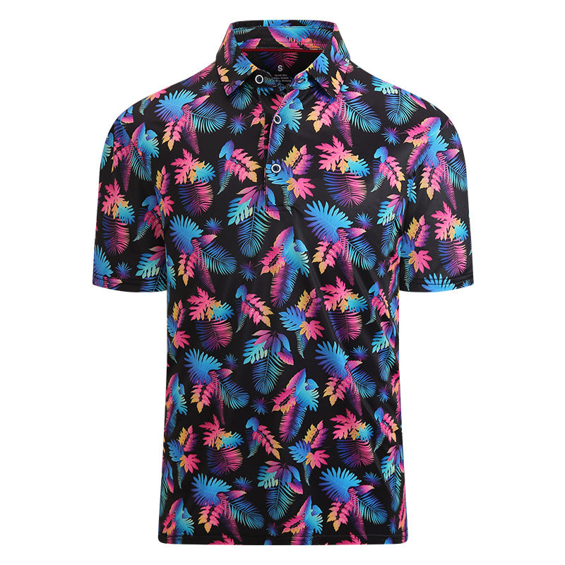 Lesmart Men's Print Performance Moisture Wicking Polo Shirt