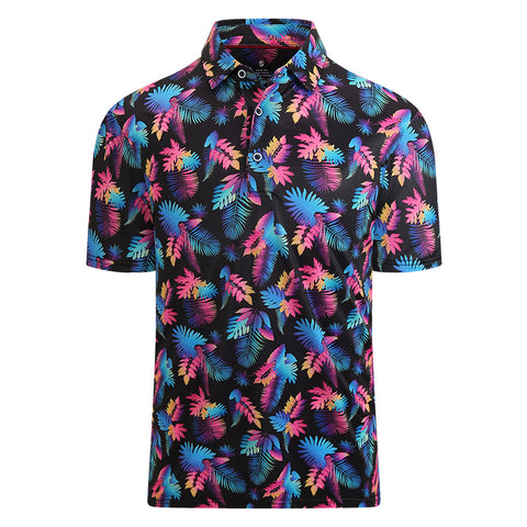 Lesmart Men's Print Performance Moisture Wicking Polo Shirt