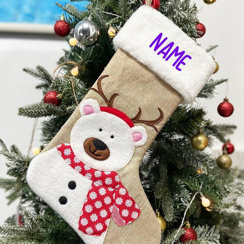 Lesmart Personalised Family Gift Embroidered Christmas Stocking (1 Piece)