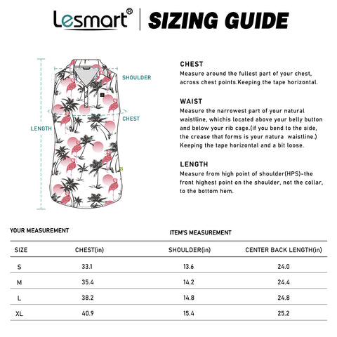 Lesmart Women's Flamingo&Coconut Tree Athletic Fit Sleeveless Polo