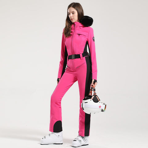Lesmart Women's Fur Collar Snow Ski Suit