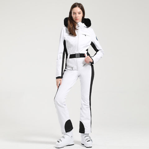 Lesmart Women's Fur Collar Snow Ski Suit