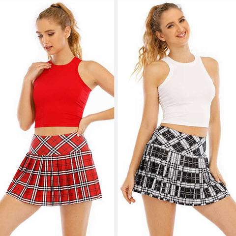 Lesmart Women's Plaid Pleated Tennis Skirts