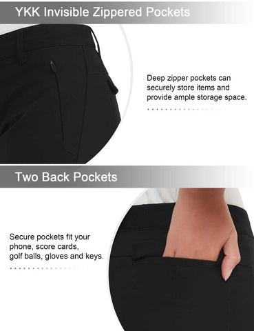 Lesmart Women's Stretch Golf Pants with Zipper Pockets