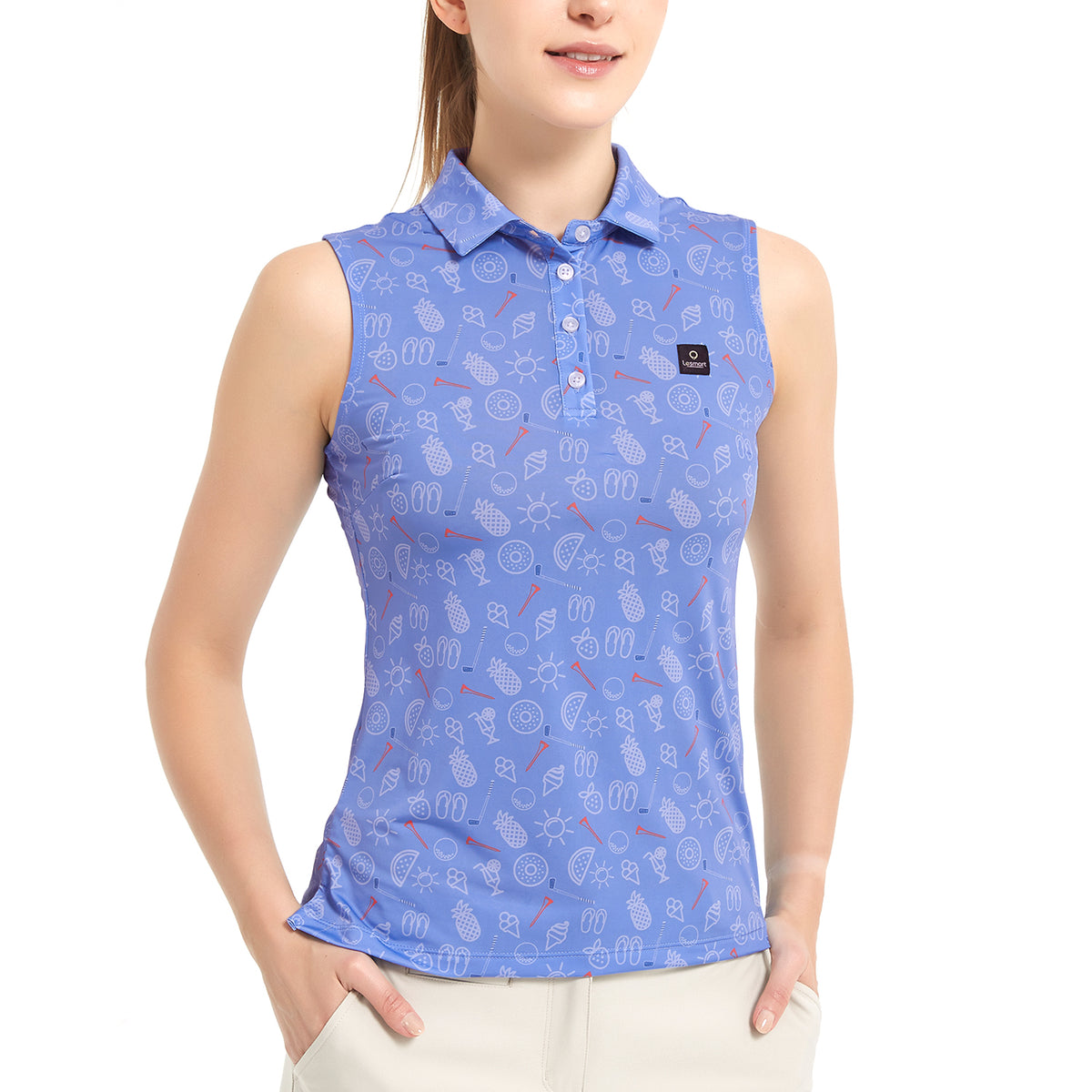 Lesmart Women's Summer Golf Party Athletic Fit Sleeveless Polo