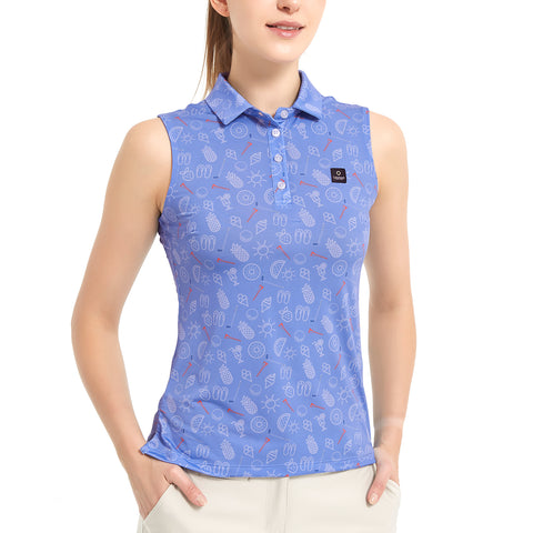 Lesmart Women's Summer Golf Party Athletic Fit Sleeveless Polo