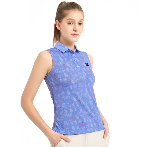 Lesmart Women's Summer Golf Party Athletic Fit Sleeveless Polo