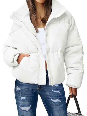 Lesmart Women's Winter Long Sleeve Zip Puffer Jacket