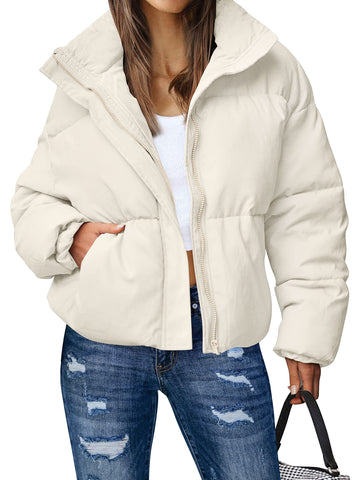 Lesmart Women's Winter Long Sleeve Zip Puffer Jacket