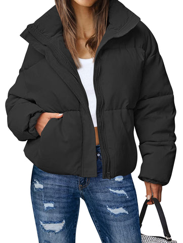 Lesmart Women's Winter Long Sleeve Zip Puffer Jacket