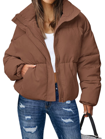 Lesmart Women's Winter Long Sleeve Zip Puffer Jacket