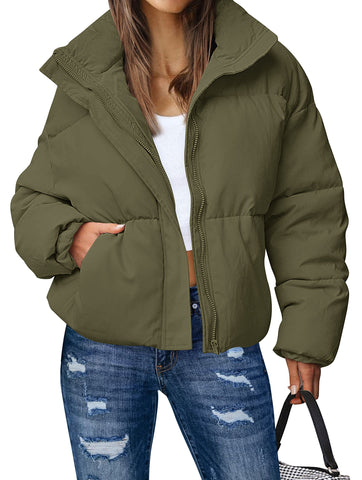 Lesmart Women's Winter Long Sleeve Zip Puffer Jacket