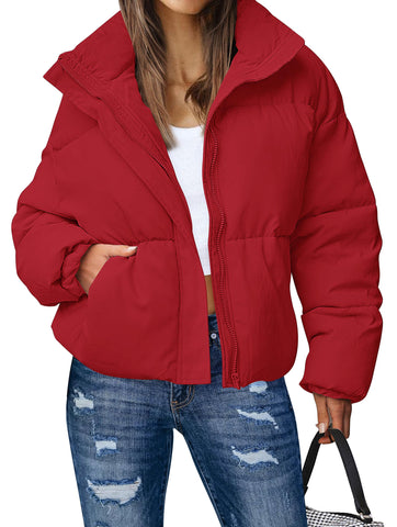 Lesmart Women's Winter Long Sleeve Zip Puffer Jacket