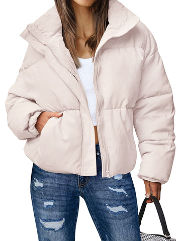 Lesmart Women's Winter Long Sleeve Zip Puffer Jacket