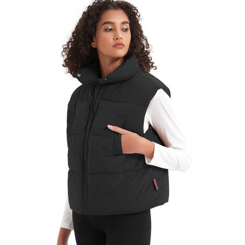 Lesmart Womens Stand Collar Puffer Vest