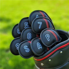 Lesmart 9 Pcs Set Leather Golf Iron Head Covers