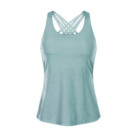 Lesmart Women's Open Back Strappy Athletic Yoga Tops
