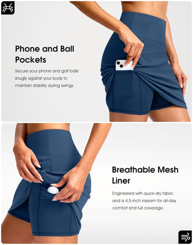 Lesmart Women’s Workout Skort with Built-in Shorts