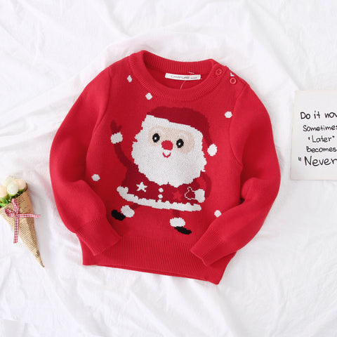 Red sweater with Santa Claus design on a white background