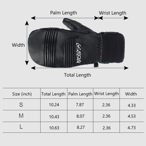 Lesmart Waterproof Leather Ski Snowboard Gloves for Men & Women