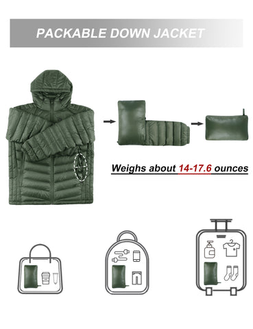 Lesmart Men's Hooded Water-Resistant Puffer Down Jacket