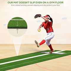 Lesmart Softball and Baseball Pitching Mat 10' X 3' Green