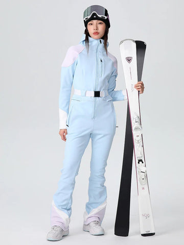 Lesmart Women's Retro Vibe Elegant Stretch Flare Ski Jumpsuit