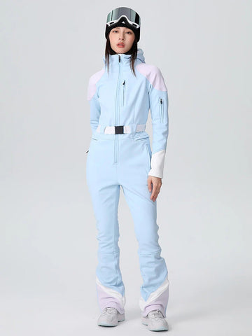 Lesmart Women's Retro Vibe Elegant Stretch Flare Ski Jumpsuit