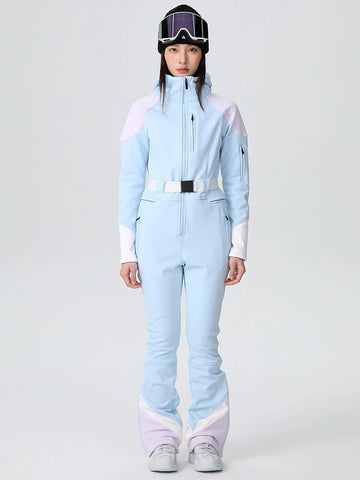 Lesmart Women's Retro Vibe Elegant Stretch Flare Ski Jumpsuit