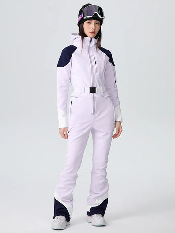 Lesmart Women's Retro Vibe Elegant Stretch Flare Ski Jumpsuit