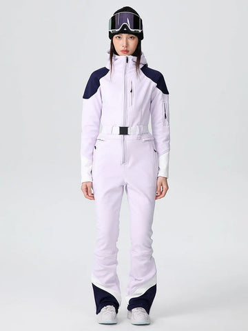 Lesmart Women's Retro Vibe Elegant Stretch Flare Ski Jumpsuit