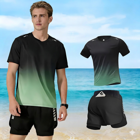 Men’s Swimwear Set Quick-Dry Beach Shorts with Matching Top Summer Swimming Outfit