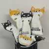 Lesmart Cute Akita PU Leather Protector Golf Headcover for Driver Fairway Hybrid Putter