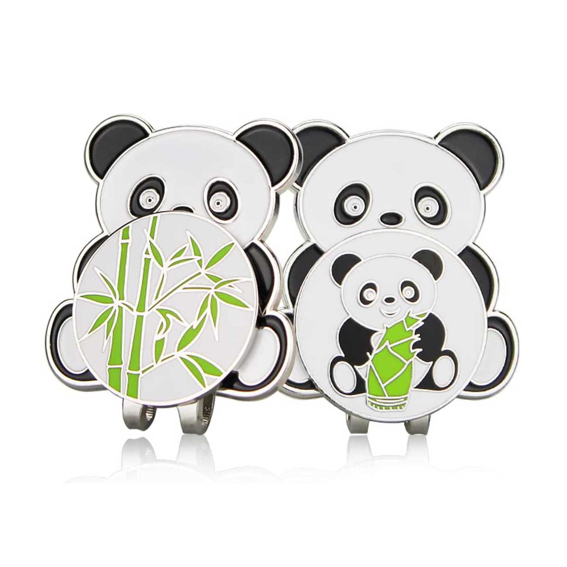 2pcs Panda Metal Golf Ball Mark & Magnetic Hat Clip