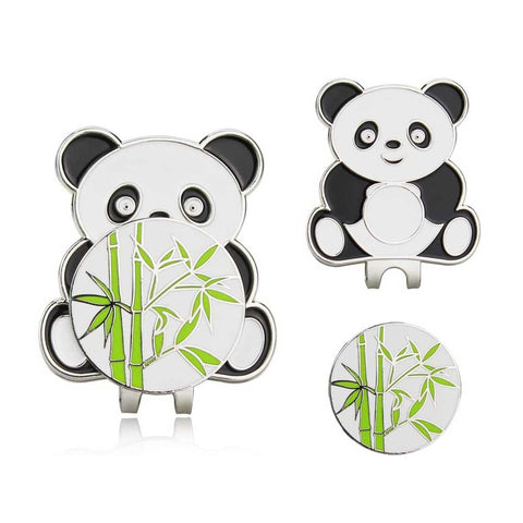 2pcs Panda Metal Golf Ball Mark & Magnetic Hat Clip