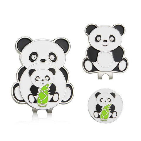 2pcs Panda Metal Golf Ball Mark & Magnetic Hat Clip