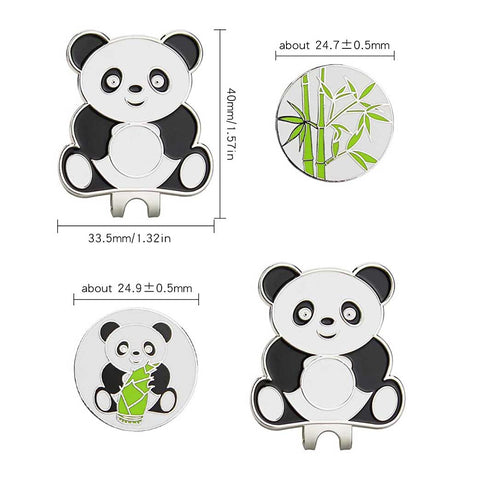 2pcs Panda Metal Golf Ball Mark & Magnetic Hat Clip