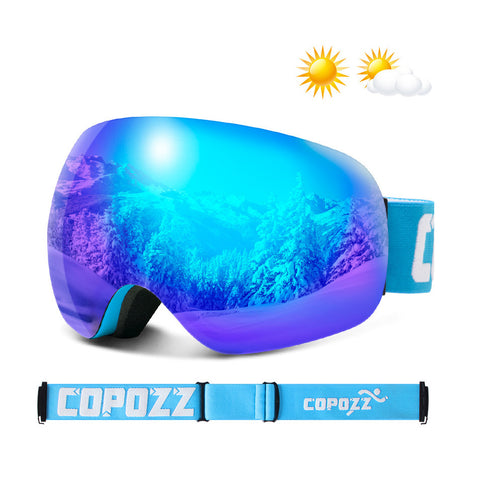 Anti-UV Anti-FOG Spherical Frameless Double-Layer Lens Polarized Ski Goggles