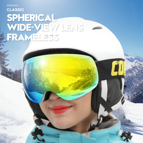 Anti-UV Anti-FOG Spherical Frameless Double-Layer Lens Polarized Ski Goggles