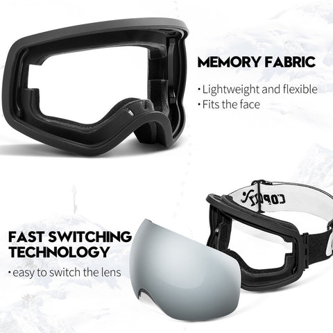 Anti-UV Anti-FOG Spherical Frameless Double-Layer Lens Polarized Ski Goggles