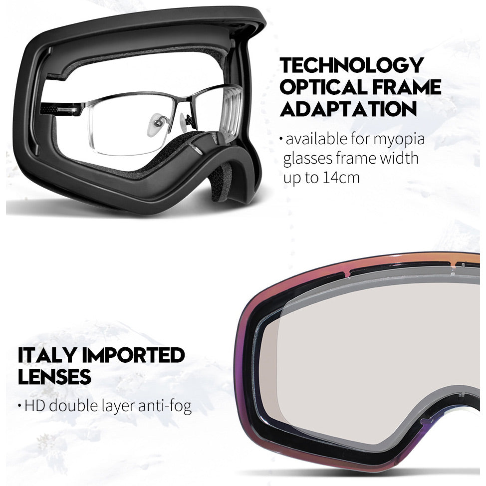 polarised ski goggles Anti-UV Anti-FOG Spherical Frameless Double-Layer Lens Polarized Ski G – Lesmart