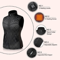Lesmart Heated Vest for Women, USB Charging 9 Heating Panels