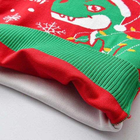 Girls Boys Knit Dinosaur Ugly Christmas Sweater