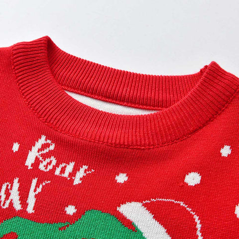 Girls Boys Knit Dinosaur Ugly Christmas Sweater