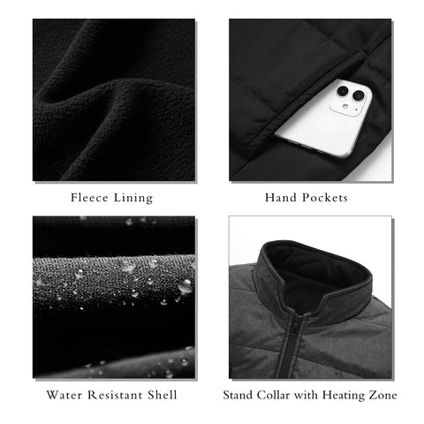 Lesmart Men's USB Lightweight Heated Vest, 9 Heating Zones