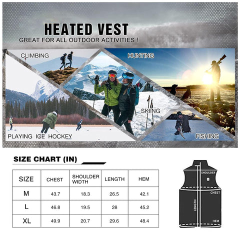 Lesmart Men's USB Lightweight Heated Vest, 9 Heating Zones